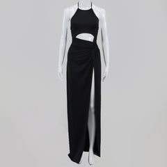 Women's Fashion Halter Neck Cutout Lace-Up Long Skirt