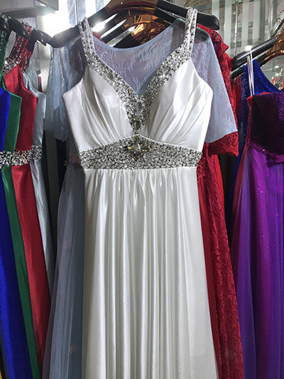 Women Sleeveless A-Line Elegant Wedding Party Formal Gowns Long Evening Dress