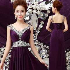 Women Sleeveless A-Line Elegant Wedding Party Formal Gowns Long Evening Dress
