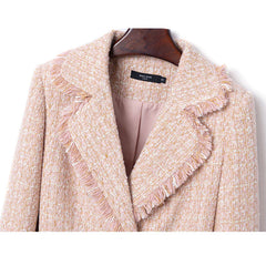 Tweed Suit Female Light Mature Retro Short Lapel Top, Lady's Small Fragrance Jacket