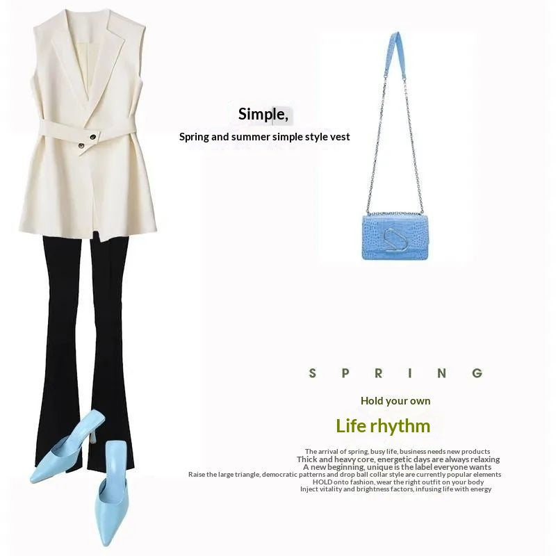 Slimming Waist-tied Vest For Suits Sleeveless Waistcoat