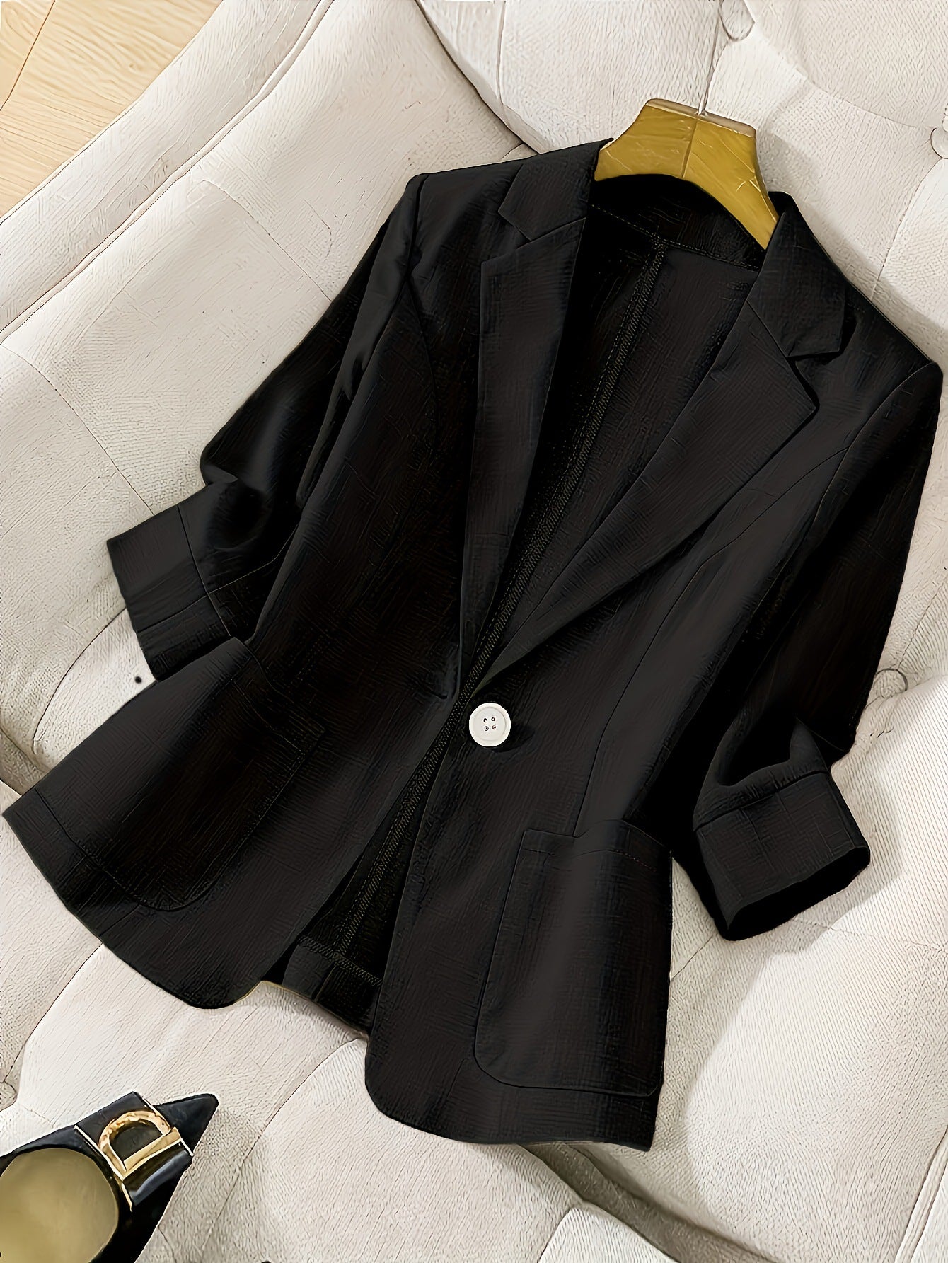 Three-quarter-sleeve Single-button Professional Casual Blazer