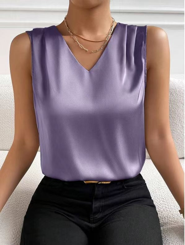 Women's Satin Temperament Commute Vest Bottoming Top