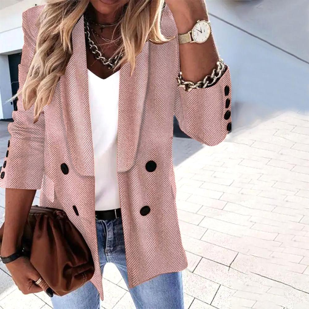 Autumn And Winter Long-sleeved Double-breasted Button Suit
