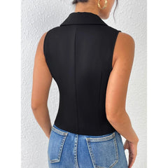 Solid Color Single Breasted Vest Elegant Slim Sleeves