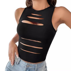 Tight-fitting Midriff-baring Top For Summer
