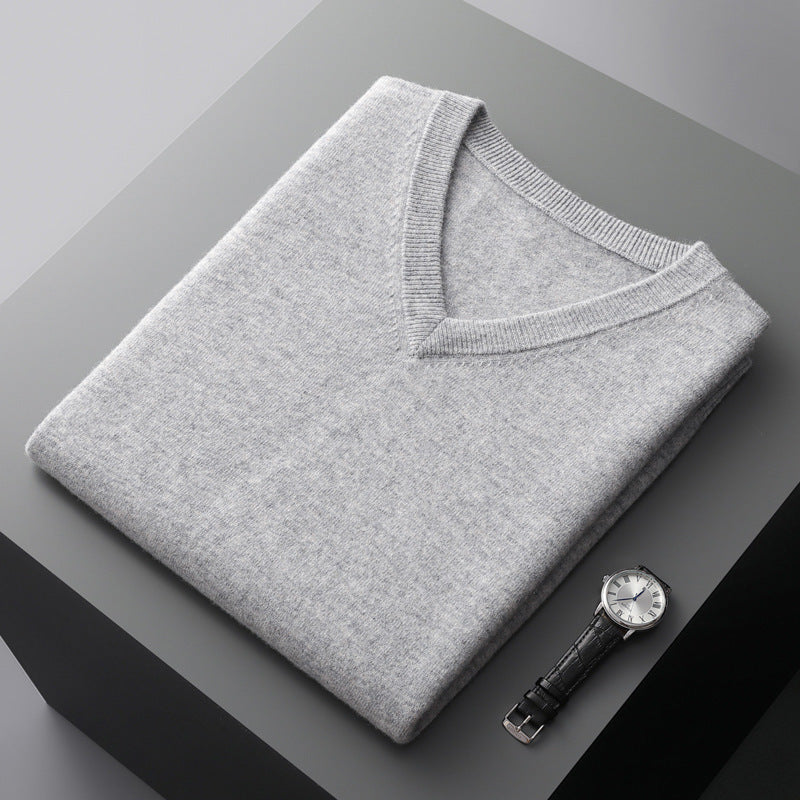 Loose-fit V-neck Sleeveless Sweater Knitted Wool Sweater