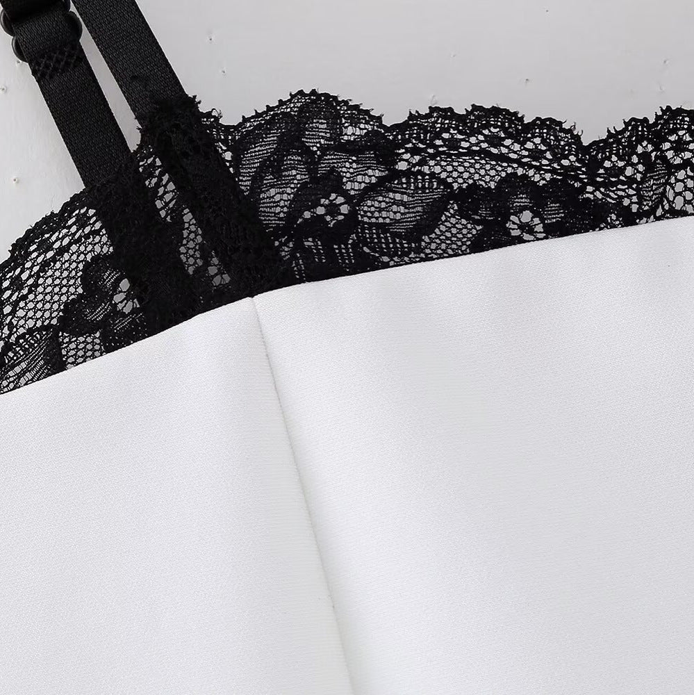 European And American-style French Womens Lace-spliced Top