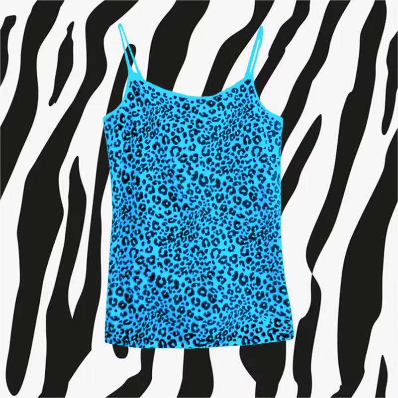Leopard Print Hot Girl All-match Fashion Street Style Elegance Sleeveless Slim Strap Top