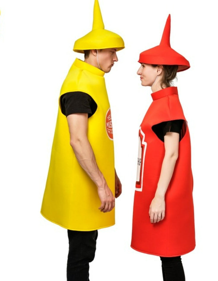 Adult Men And Women Couple Mustard Tomato Sauce Costume Role