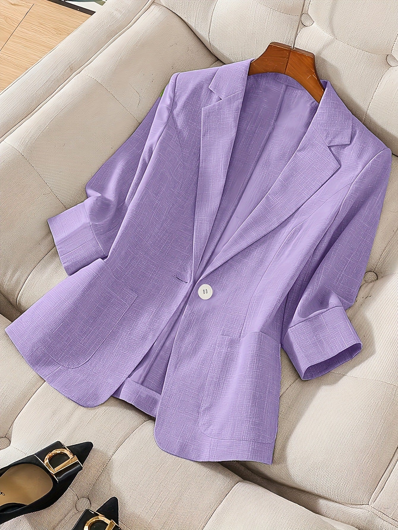 Three-quarter-sleeve Single-button Professional Casual Blazer