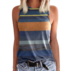 New Womens Crew-neck Tank Top With 3D Digital Print