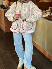 Womens Classic Loose-Fit Zip-Up Jacket For Fall And Winter