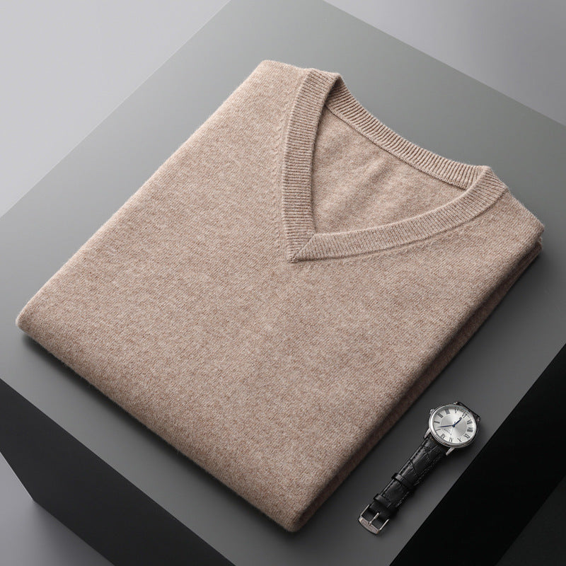 Loose-fit V-neck Sleeveless Sweater Knitted Wool Sweater