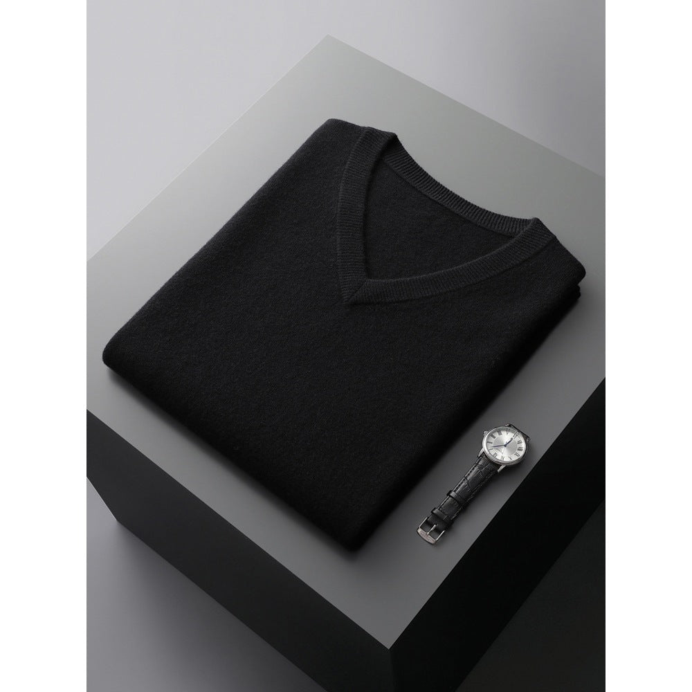 Loose-fit V-neck Sleeveless Sweater Knitted Wool Sweater
