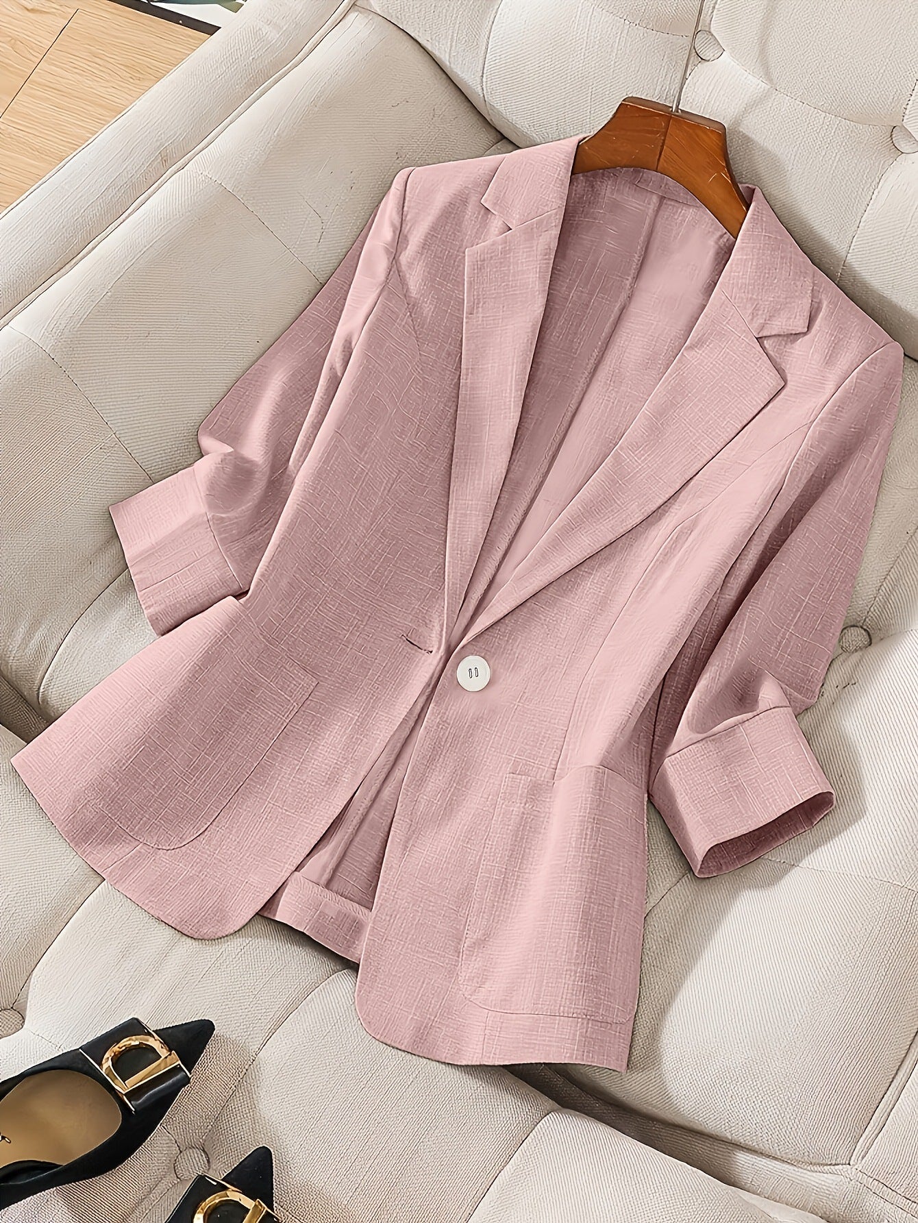 Three-quarter-sleeve Single-button Professional Casual Blazer