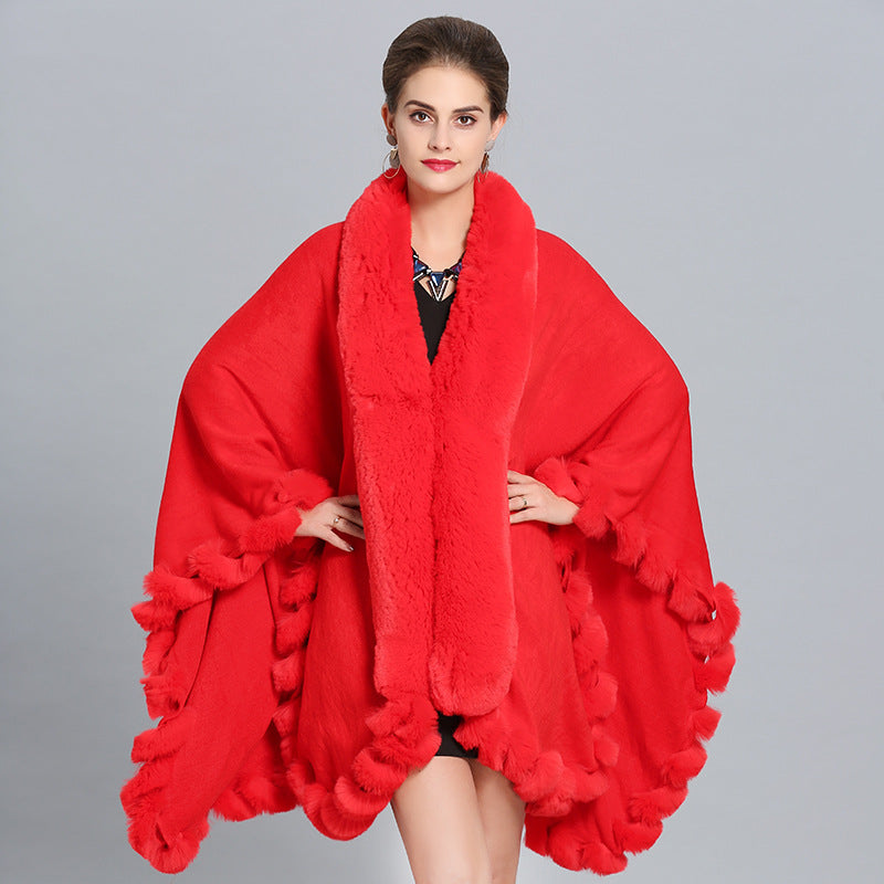 Winter Thick Shawl Imitation Fox Fur Long Collar