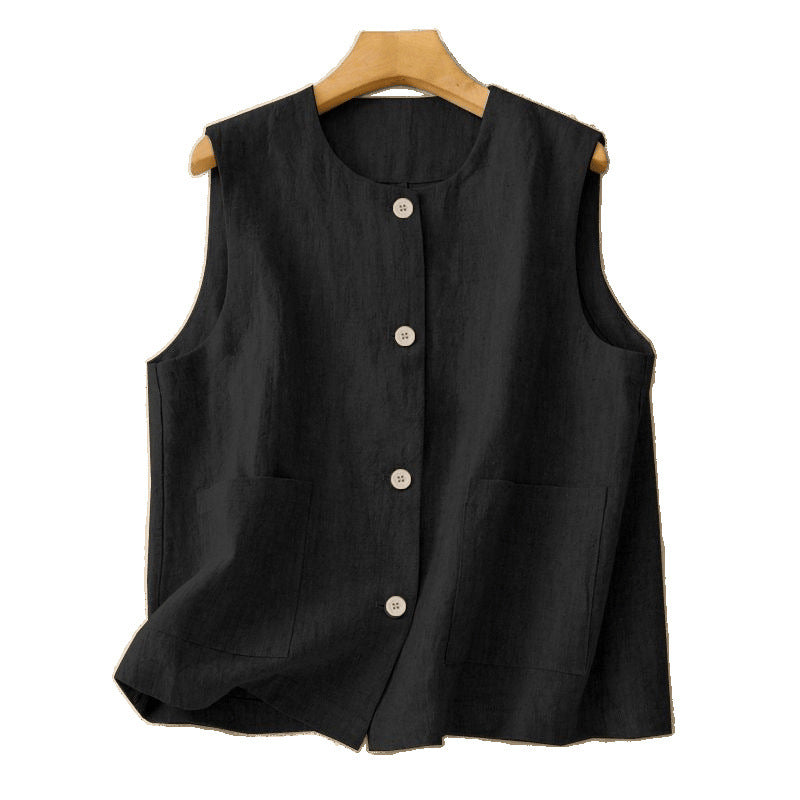 Sleeveless Vest Chic And Relaxed Fit Round Neck For Summer