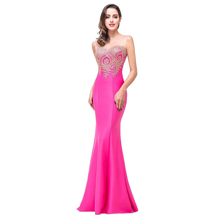 Amazon Europe dress back hollow applique package hip dress fishtail skirt female perspective