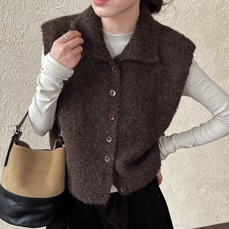 Simple Stand-Up Collar Womens Layered Relaxed Vest