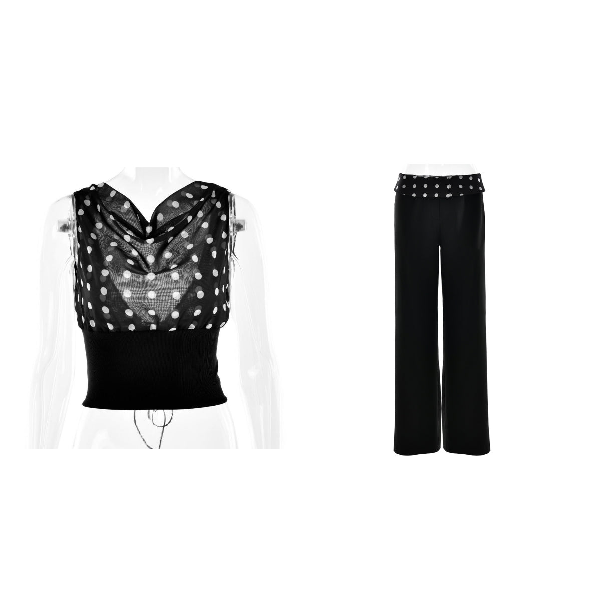 Polka Dots Print Oblique Shoulder Tops Summer Patchwork Chiffon Crop Top Women Sleeveless Lace Up Backless Blouse Casual Streetwear Tee