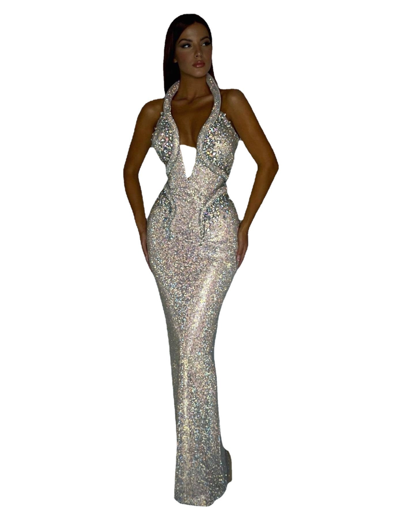 Sequined Banquet Dress Sheath Trailing Evening Dress