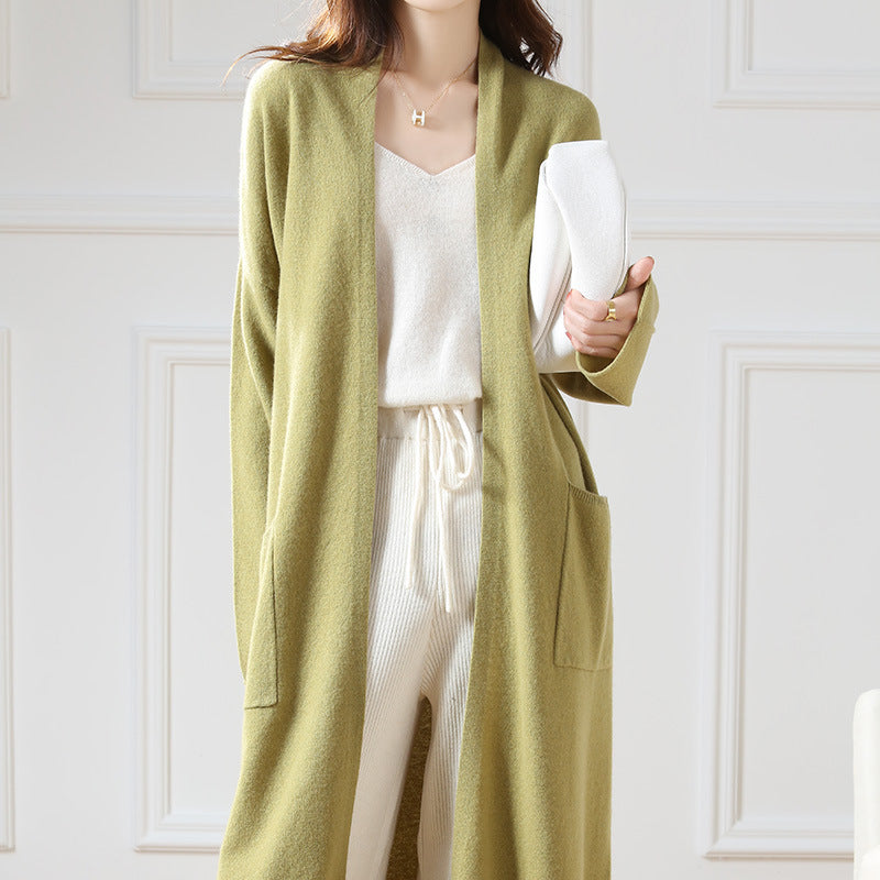 Super Long Wool Knit Cardigan Women