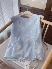 Unique And Stylish Outfit Blue Sleeveless Top