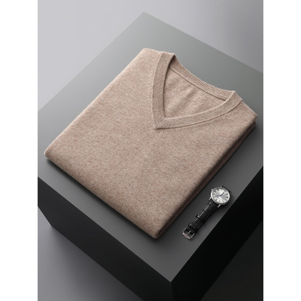 Loose-fit V-neck Sleeveless Sweater Knitted Wool Sweater
