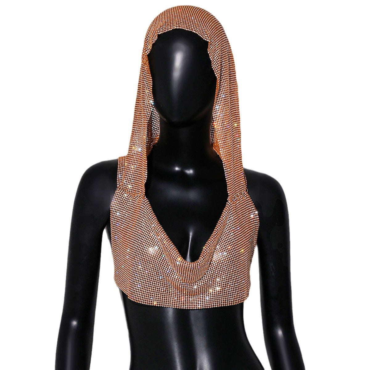 Outerwear Metal Sequins Hooded Vest