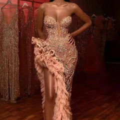 sequined tube top dress