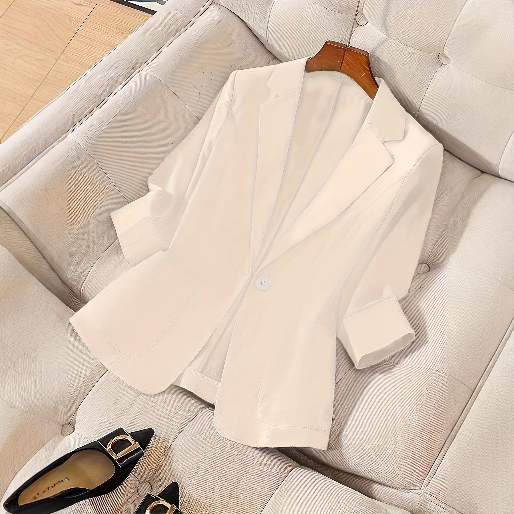 Three-quarter-sleeve Single-button Professional Casual Blazer