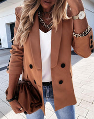 Autumn And Winter Long-sleeved Double-breasted Button Suit
