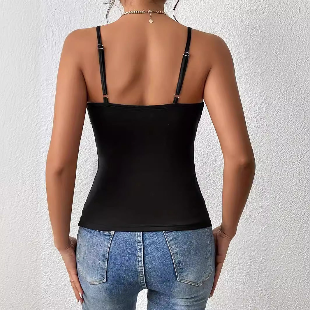 Amazon New Women's Off-the-shoulder Top Sleeveless Sling Out Cropped Tank Top Slim Fit Women Clothing