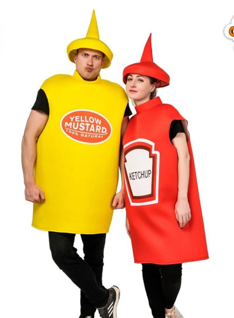 Adult Men And Women Couple Mustard Tomato Sauce Costume Role