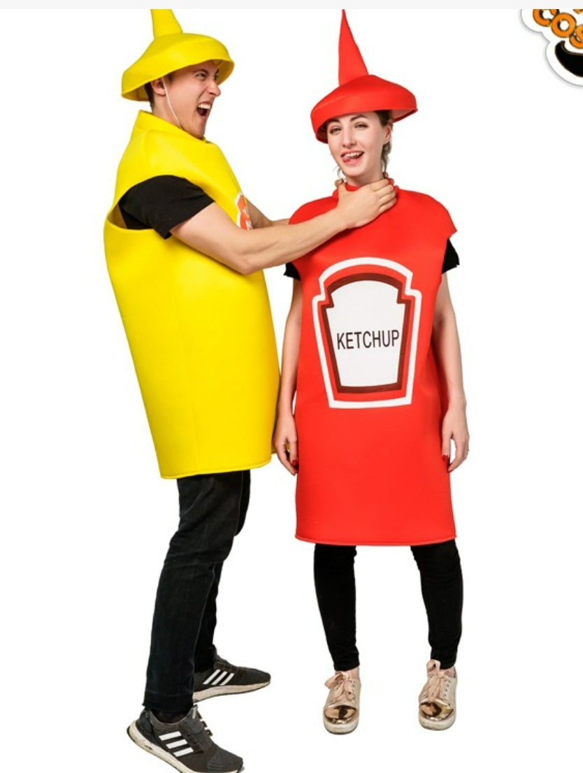 Adult Men And Women Couple Mustard Tomato Sauce Costume Role