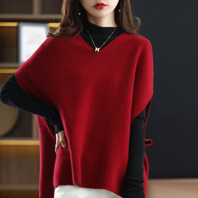 Women's Loose Solid-Colored Casual Knitted Vest