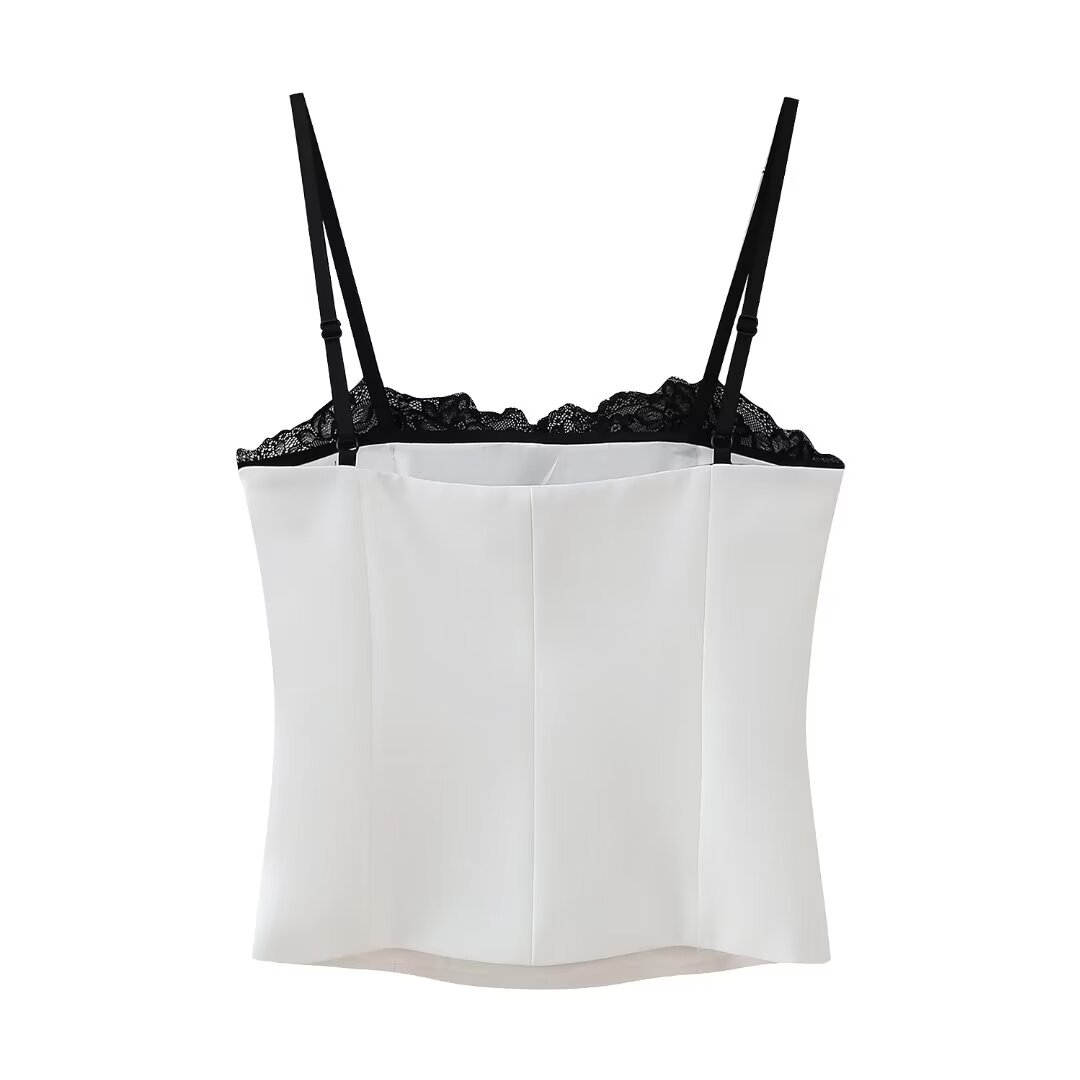 European And American-style French Womens Lace-spliced Top