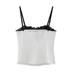 European And American-style French Womens Lace-spliced Top