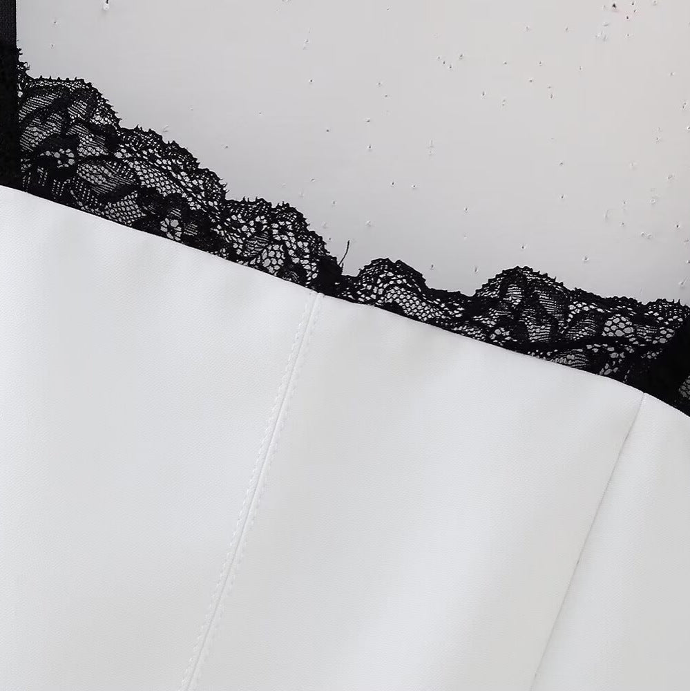 European And American-style French Womens Lace-spliced Top