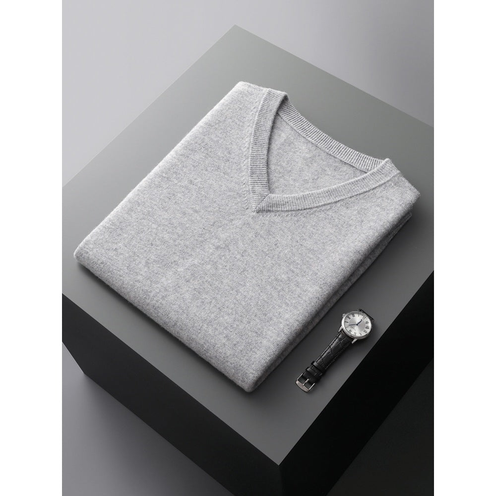 Loose-fit V-neck Sleeveless Sweater Knitted Wool Sweater