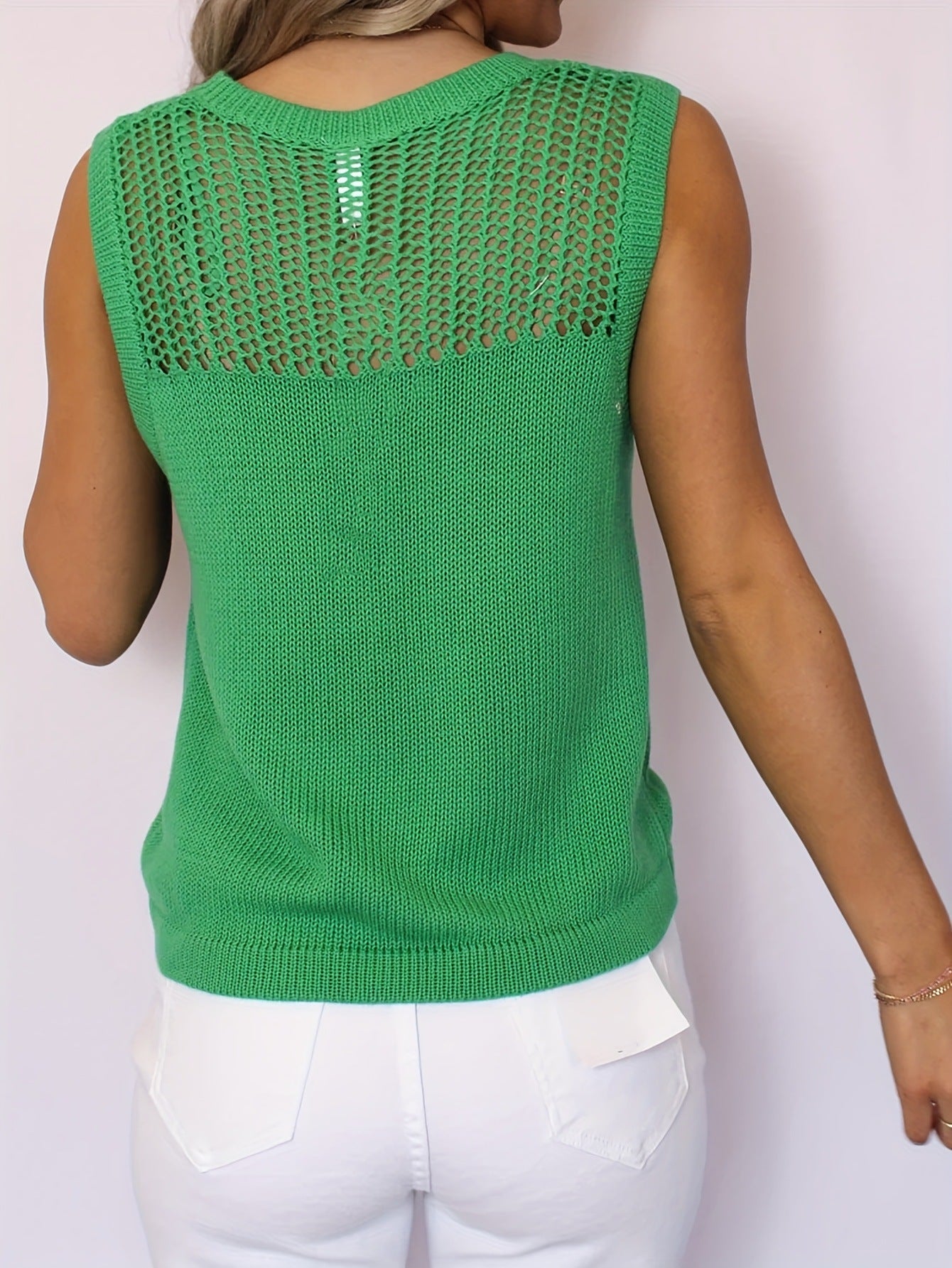 Chunky-knit Dry And Breathable Openwork Loose-fitting Knit Vest
