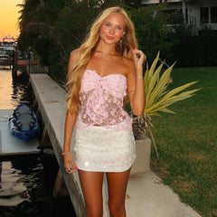 Women's Slim Fit Slim Fit Tube Top Backless Sequined Vest