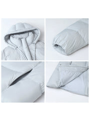 Mid-length 90 White Duck Down Puffer Coat With Hood Three-proof Jacket
