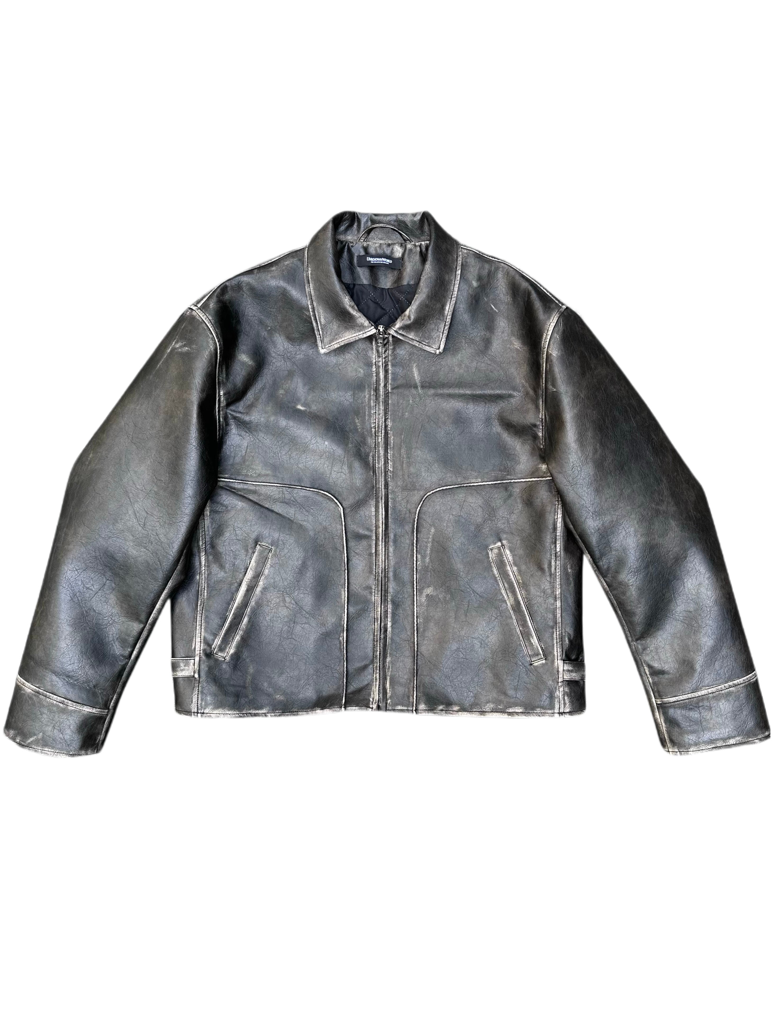Eco-friendly Leather Handcrafted Distressed And Rubbed Short Wide PU Leather Jacket