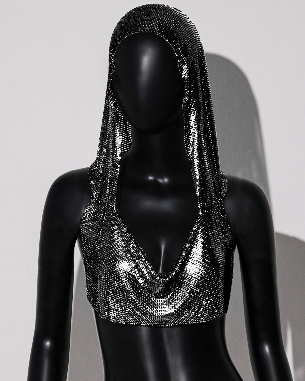 Outerwear Metal Sequins Hooded Vest