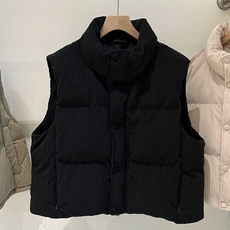 Womens Stylish Short Vest With A Stand-up Collar