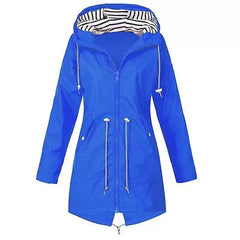 Womens Waterproof Raincoat Casual Basic Outdoors Drawstring Trench Lightweight Drawstring Jackets Hiking Clothes For Women