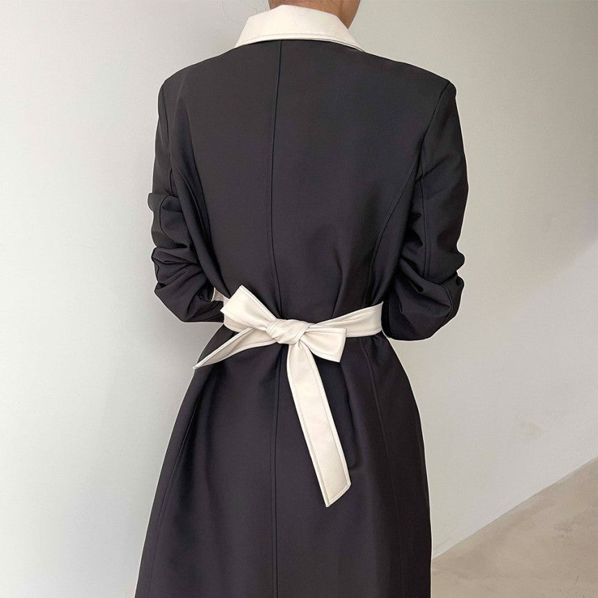 Retro Patchwork Trench Coat And Overcoat Coat