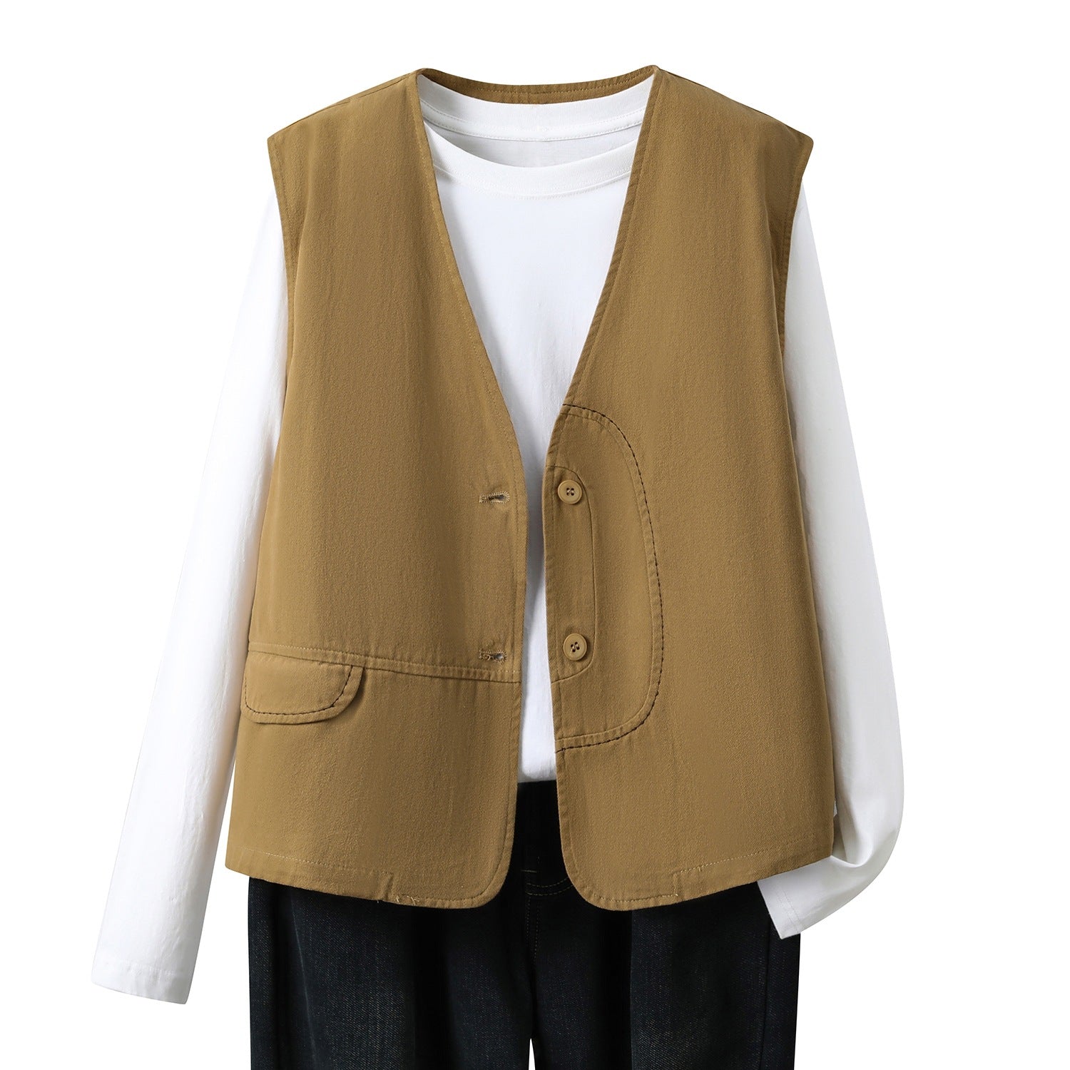 Cotton-Linen V-Neck Sleeveless Chic Womens Vest